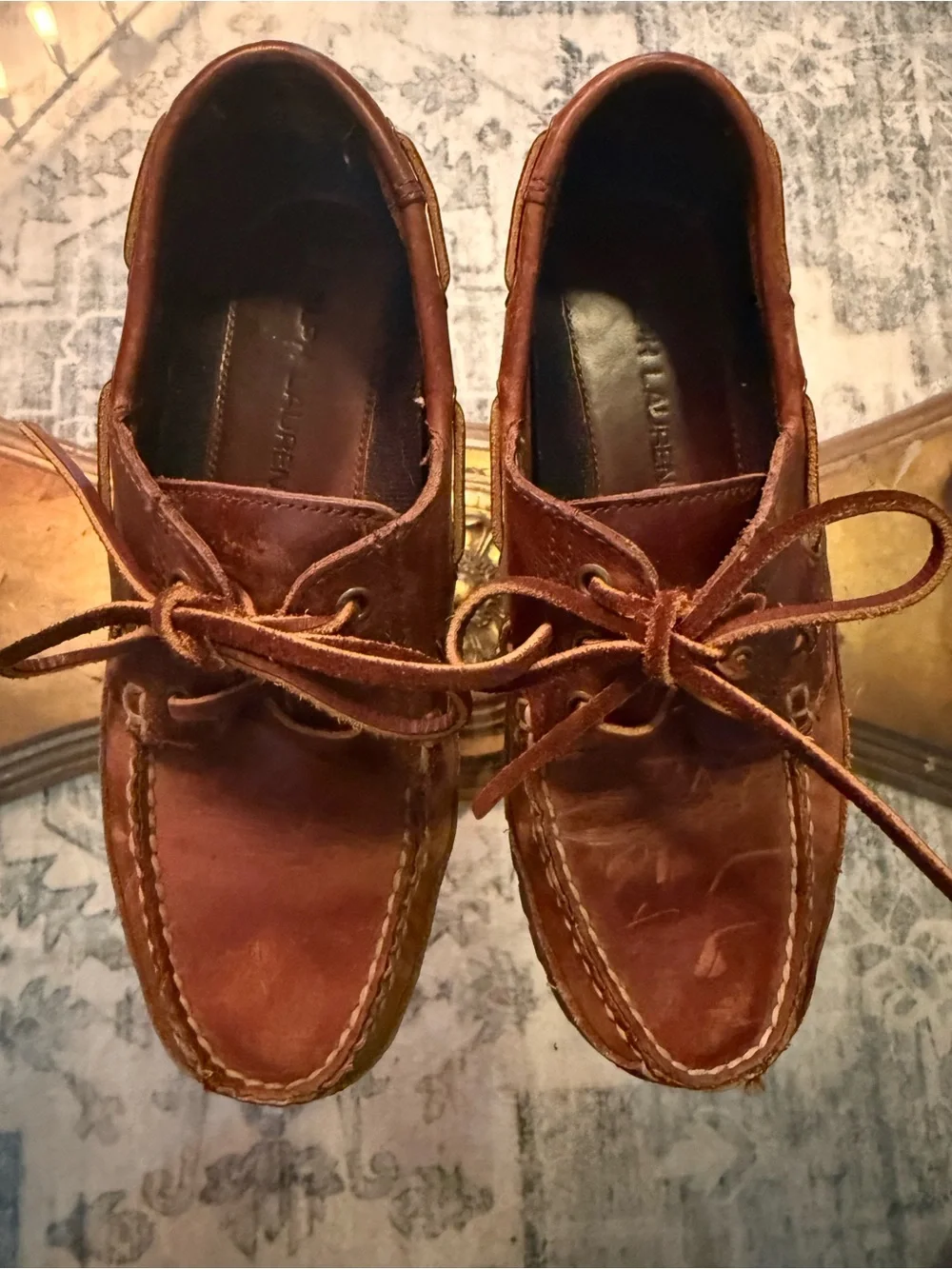 Ralph‎ Lauren Ranger Brown Leather Lug-Soled Boat Shoes Moc-Toe Ivy League 7.5
